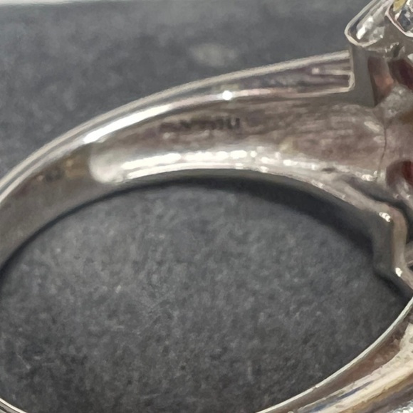 Vintage Baltic Amber Citrine & Garnet Sterling Silver Cocktail Ring - Picture 10 of 13